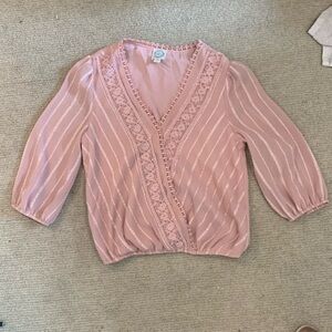 Light pink lacy wrap style top